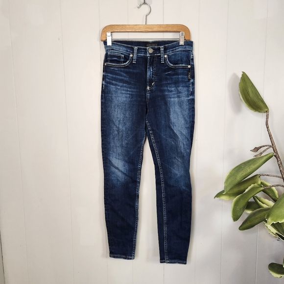 Silver Jeans Calley Skinny Dark Wash Stretchy High Waisted Rise Hi-Rise 25 - Picture 3 of 12
